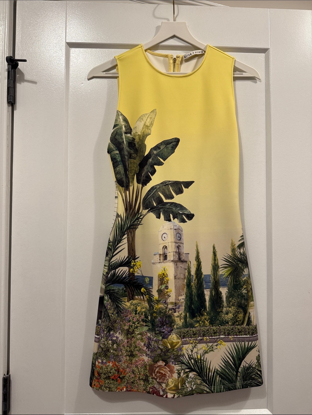 Alice + Olivia Yellow Scenic Print Mini Dress - Picture 3 of 6